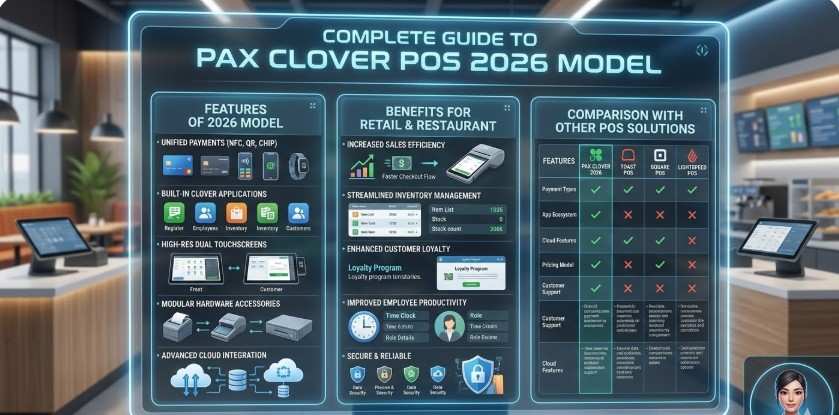 Complete guide to PAX Clover POS 2026 model. This showcases common features, benefits, and comparisons with other POS solutions.