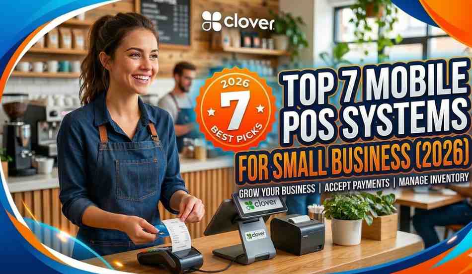 Featuring Clover devices in a small business setup counter.