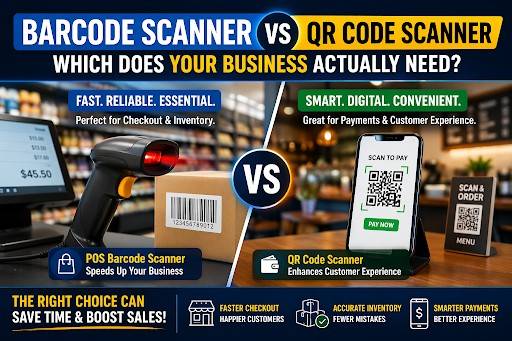 A clear comparison of barcode scanners and QR scanners to choose the right option for your business.