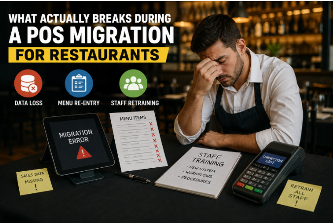What actually breaks during a POS migration for restaurants — data loss, menu re-entry, and staff retraining