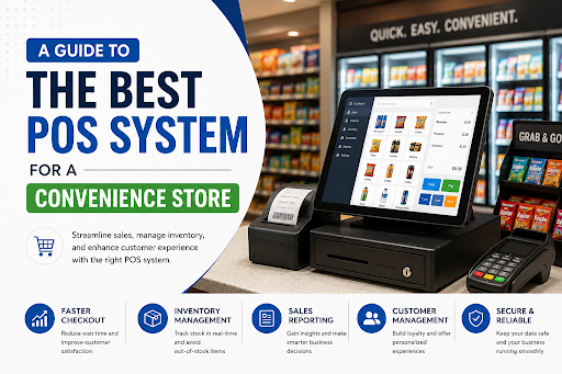 Clover POS system managing checkout and inventory in a convenience store