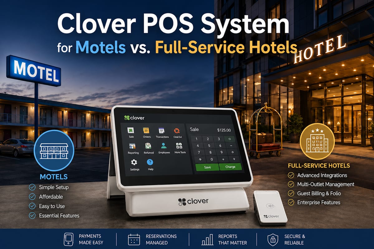 Clover POS system compared for motels versus full-service hotels