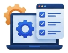 Laptop with setup checklist